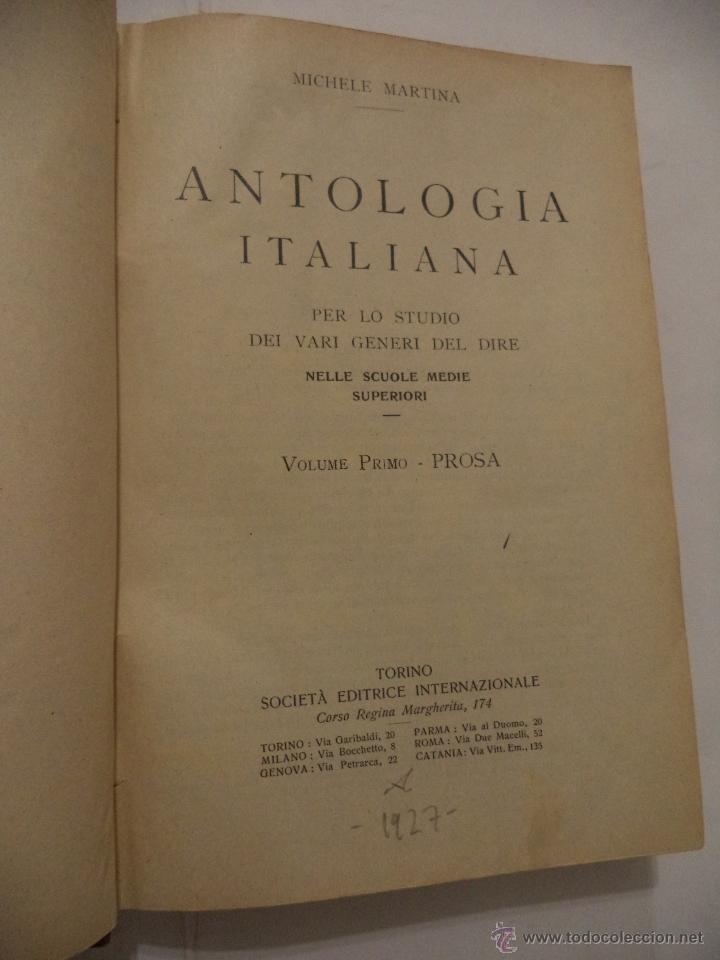 books: ANTOLOG&Iacute;A ITALIANA. VOLUME PRIMO - PROSA. MICHELE MARTINA.