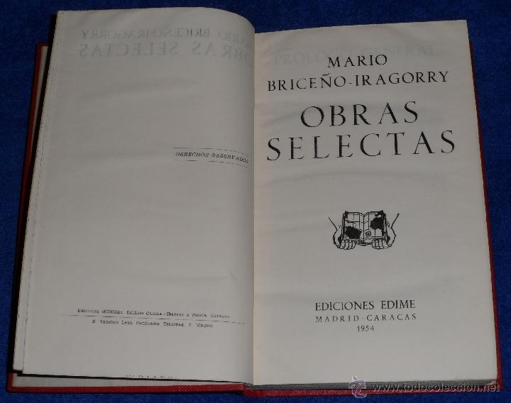 Libros: Obras Selectas - Mario Brice&ntilde;o Iragorry - Ediciones Edime (1&ordf; edici&oacute;n 1954) - Foto 2