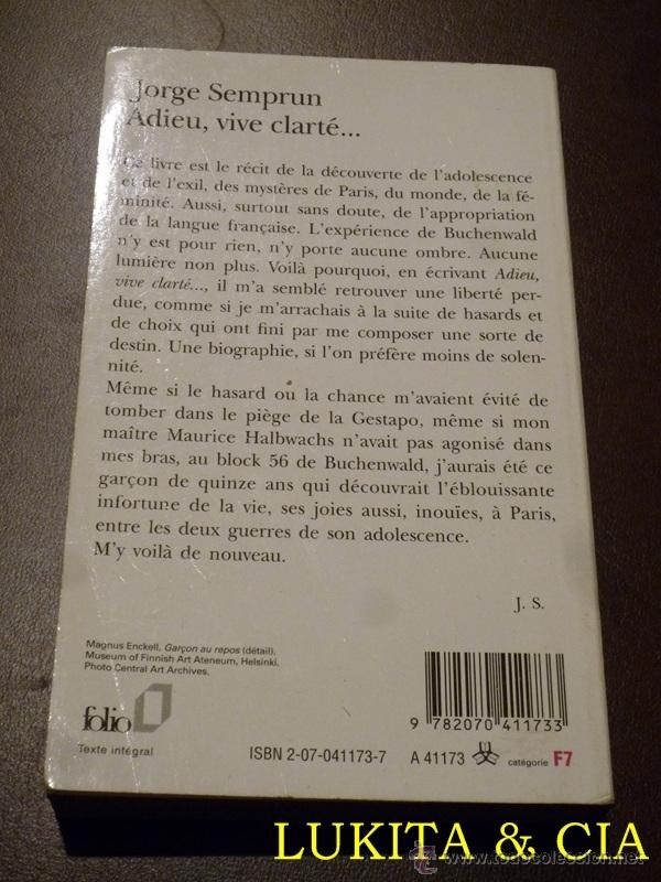 Libros: ADIEU, VIVE CLART&Eacute; - JORGE SEMPRUN - Foto 2