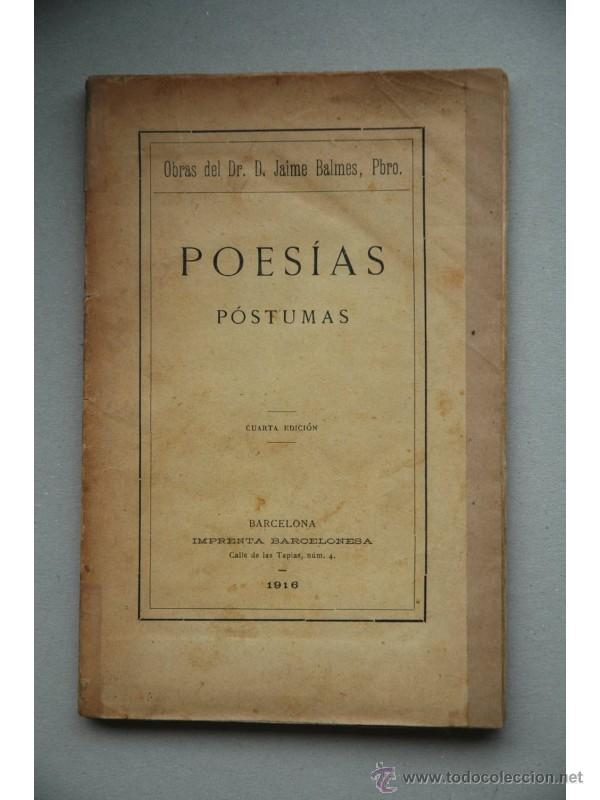 Libros: Poes&iacute;as p&oacute;stumas - BALMES, Jaime - Foto 1
