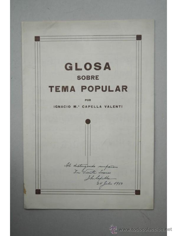 Libros: Glosa sobre tema popular - CAPELLA VALENTI, Ignacio M&ordf; - Foto 1