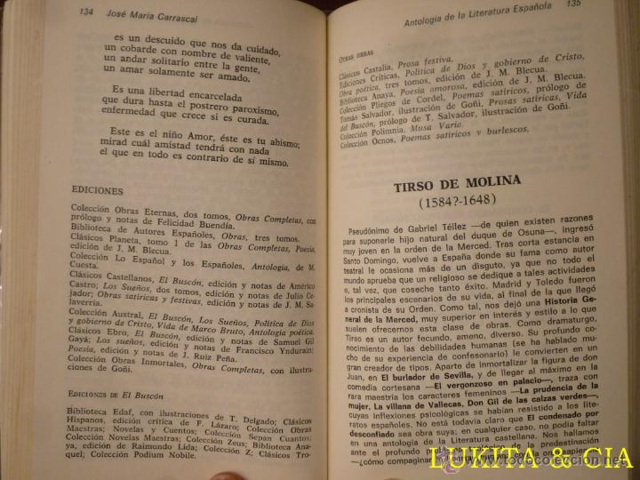 Libros: ANTOLOG&Iacute;A DE LA LITERATURA ESPA&Ntilde;OLA - JOS&Eacute; MAR&Iacute;A CARRASCAL. - Foto 3