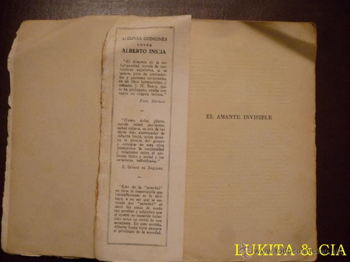 Libros: EL AMANTE INVISIBLE. ALBERTO INS&Uacute;A. 1930. - Foto 2