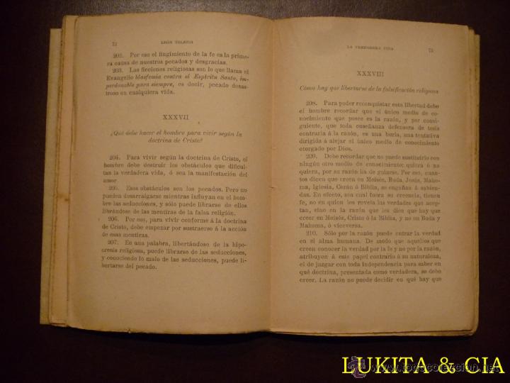 Libros: LA VERDADERA VIDA. LA VIDA Y LA DOCTRINA DE JES&Uacute;S. LE&Oacute;N TOLSTOI. - Foto 5