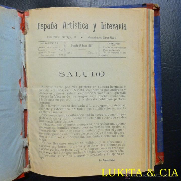 Libros: ESPA&Ntilde;A ART&Iacute;STICA Y LITERARIA - GRANADA 1907. - Foto 4