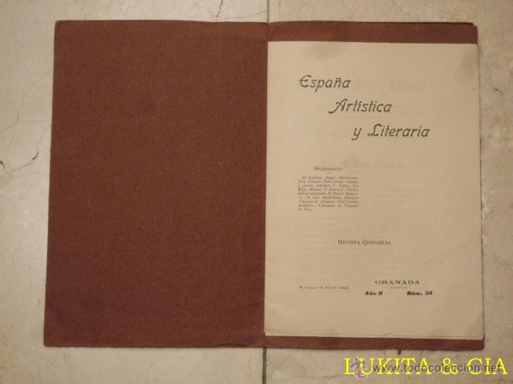 Libros: ESPA&Ntilde;A ART&Iacute;STICA Y LITERARIA - GRANADA 31 DE MAYO DE 1908. N&ordm; 34. - Foto 3