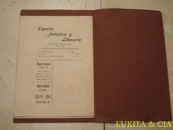 Libros: ESPA&Ntilde;A ART&Iacute;STICA Y LITERARIA - GRANADA 31 DE MAYO DE 1908. N&ordm; 34. - Foto 9
