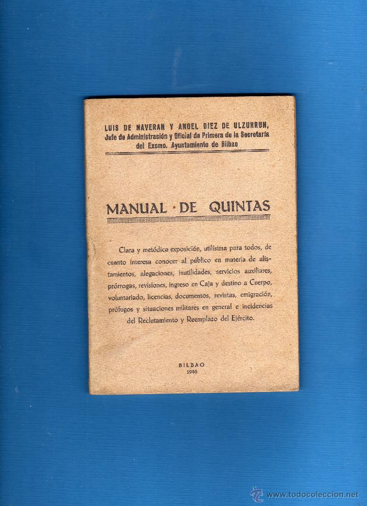 Libros: MANUAL DE QUINTAS - 1946 - ESTADO MAYOR CENTRAL DEL EJERCITO - BILBAO. - Foto 1