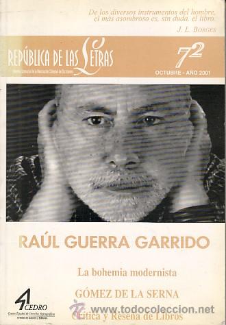 B&uuml;cher: REP&Uacute;BLICA DE LAS LETRAS, n&ordm; 62, octubre a&ntilde;o 2001.- Revista literaria de la Asociaci&oacute;n Colegial de Es