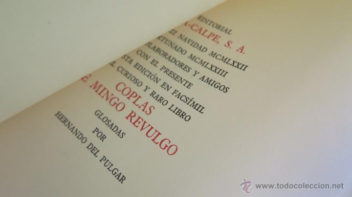 Libros: COPLAS DE MINGO REVULGO. HERNANDO DEL PULGAR. FACSIMIL - Foto 2