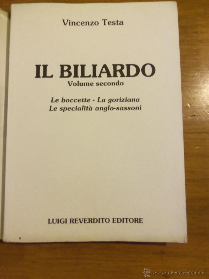 Libros: IL BILIARDO - VOLUMEN SECONDO - VINCENZO TESTA - ITALIA - 1983 - Foto 2