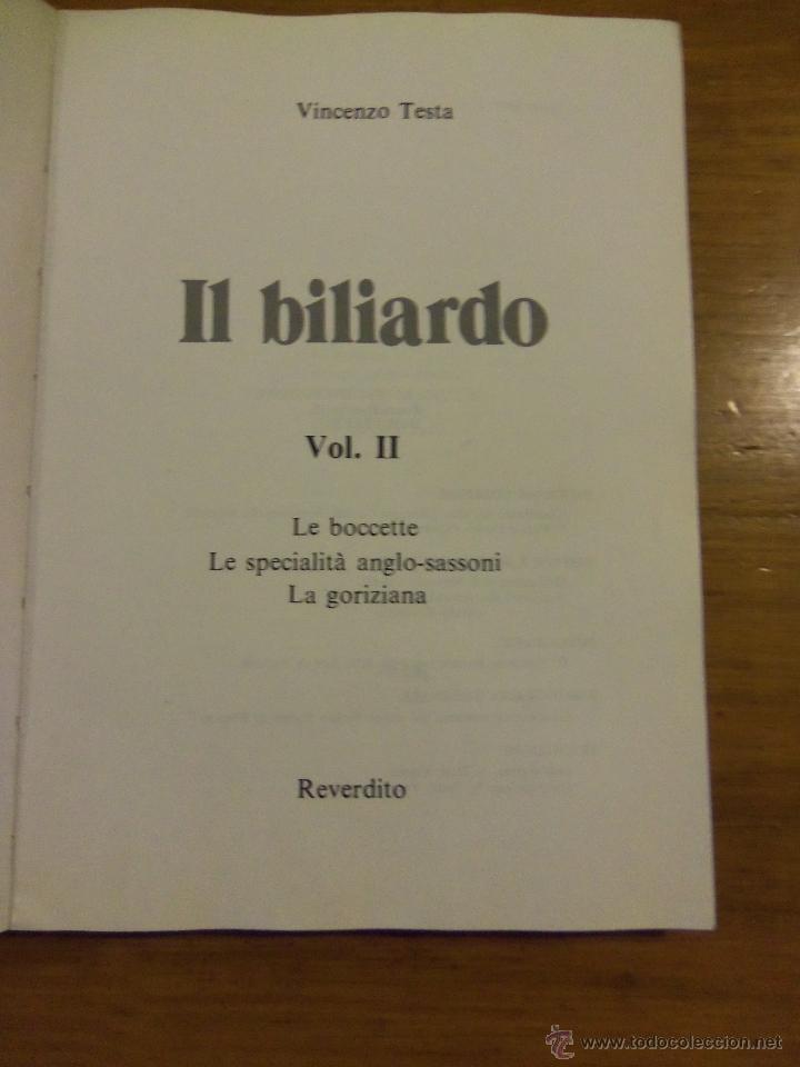 Libros: IL BILIARDO - VOLUMEN SECONDO - VINCENZO TESTA - ITALIA - 1983 - Foto 3 - 44308378