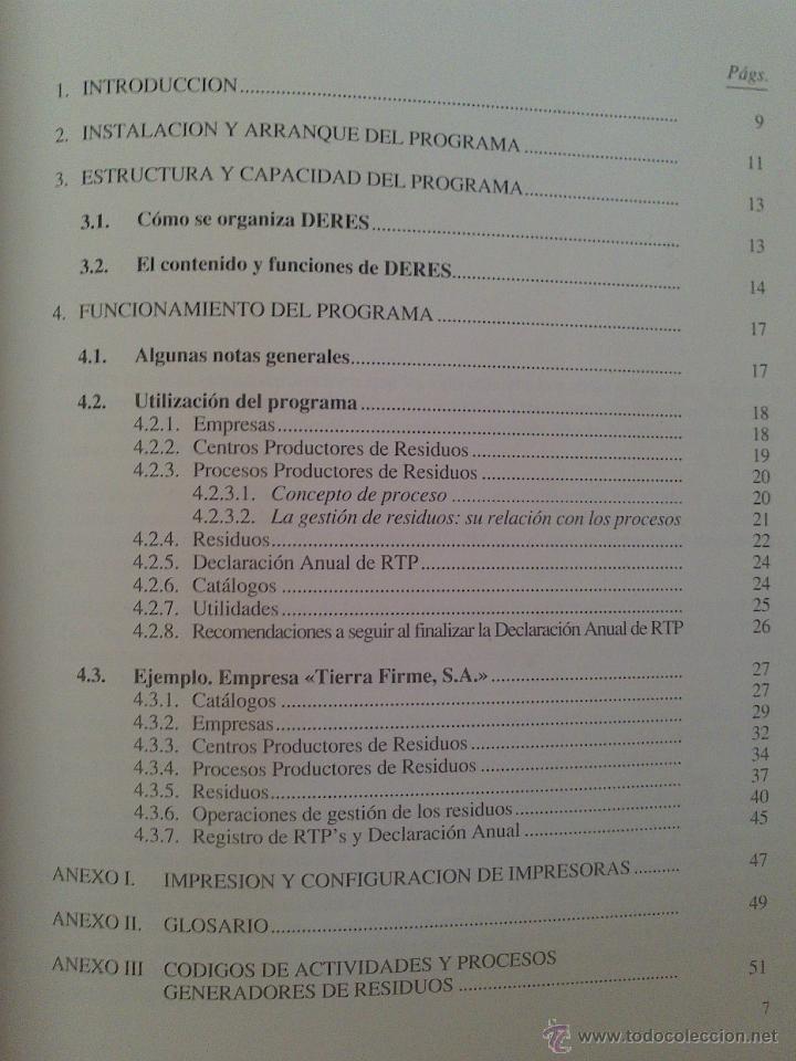 Libros: DERES - PROGRAMA PARA LA GESTION Y DECLARACION DE RESIDUOS PELIGROSOS - Foto 2
