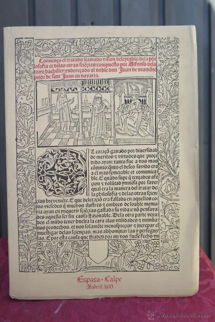 Libros: VISION DELEITABLE. BACHILLER ALFONSO DE LA TORRE. FACSIMIL. ESPASA CALPE - Foto 1