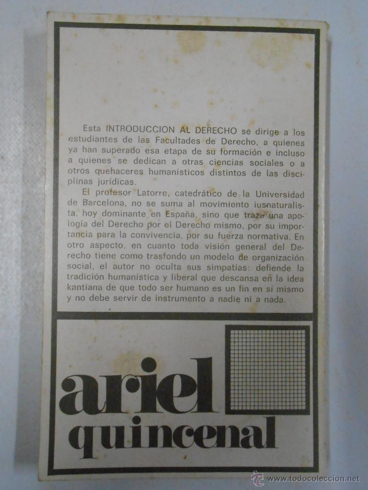 Libros: INTRODUCCI&Oacute;N AL DERECHO. - LATORRE, &Aacute;NGEL. TDK204 - - Foto 2