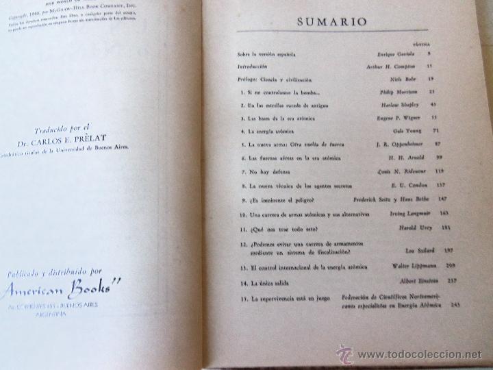 Libros: UN MUNDO O NINGUNO (AUTORES VARIOS) - INFORME S/ ALCANCE DE LA BOMBA ATOMICA - Argentina - 1946 - Foto 3 - 45363313