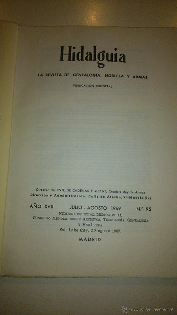 Libros: HIDALGUIA LA REVISTA DE GENEALOGIA NOBLEZA Y ARMAS. AÑO XVII. JULIO-AGOSTO . 1969 # 95 - Foto 4 - 45950835