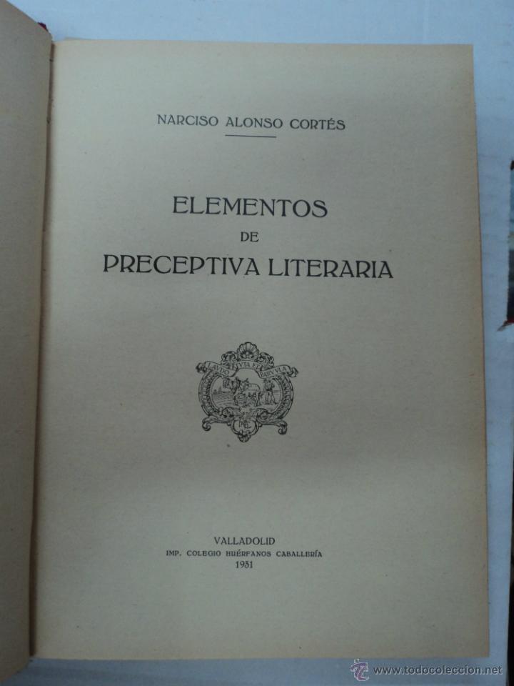 Libros: Elementos de Preceptiva Literaria - Narciso Alonso Cort&eacute;s - Foto 2