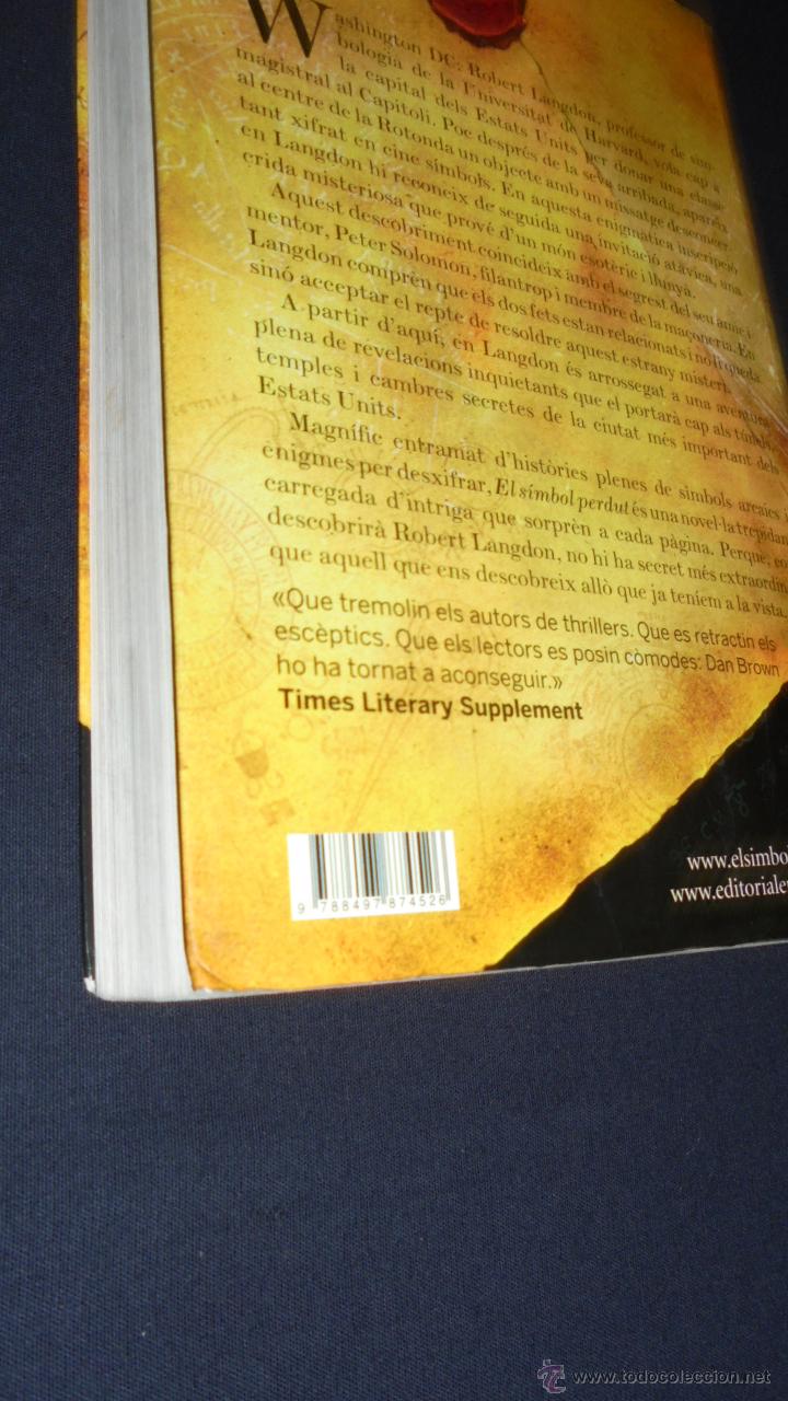Libros: EL SIMBOL PERDUT - DAN BROWN - EDITORIAL EMP&Uacute;RIES - 2009 - 1&ordf; EDICION. - Foto 4