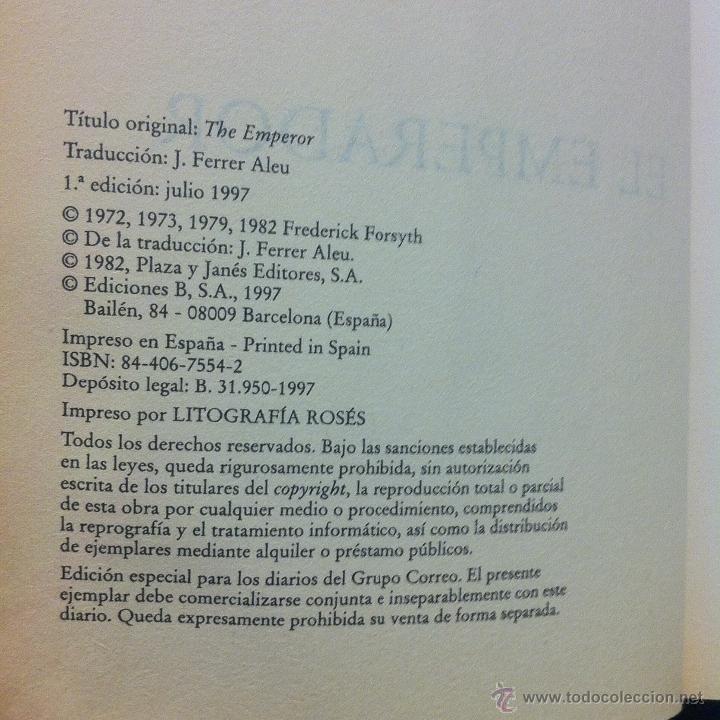 Libros: EL EMPERADOR - FREDERICK FORSYTH - 1997. - Foto 3