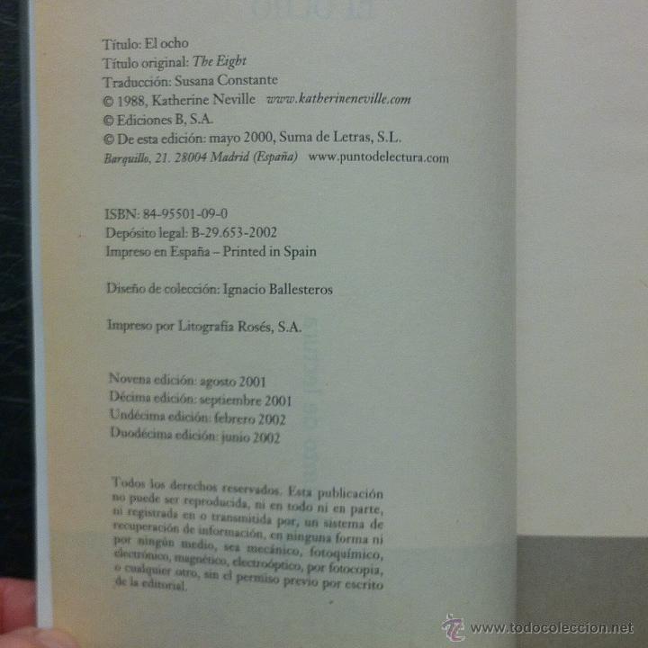 Libros: EL OCHO - KATHERINE NEVILLE - EDICIONES B - 2002. - Foto 4