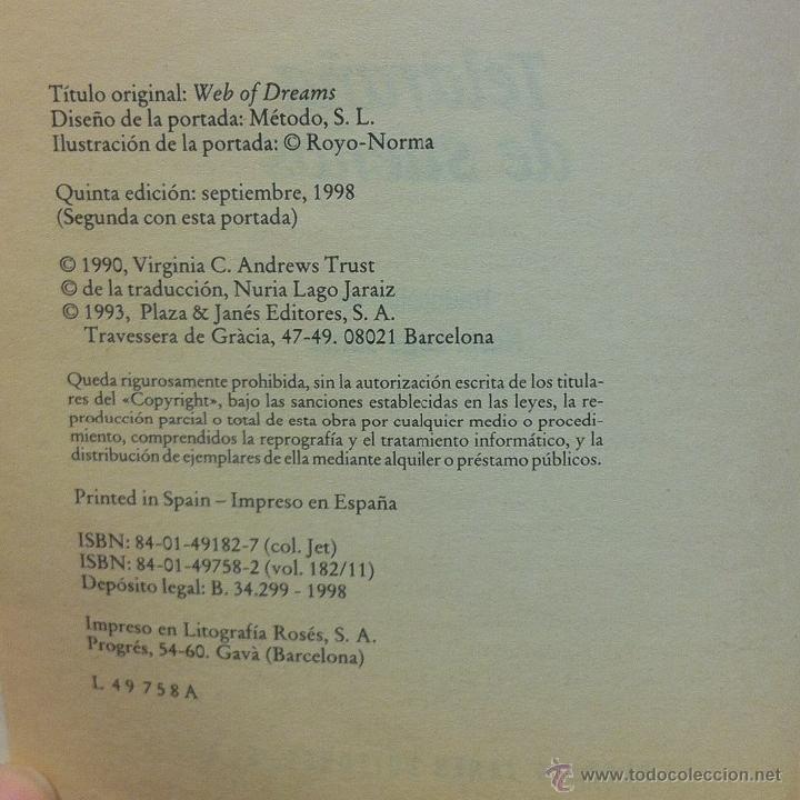 Libros: TELARA&Ntilde;A DE SUE&Ntilde;OS - V.C.ANDREWS - PLAZA & JAN&Eacute;S 1998. - Foto 3