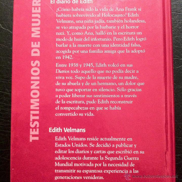 Libros: EL DIARIO DE EDITH - EDITH VELMANS - RBA 2002. - Foto 3
