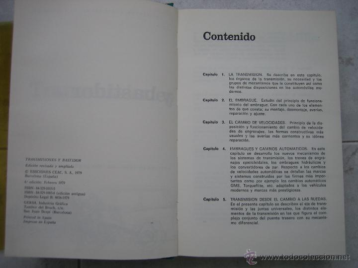 Libros: Transmisiones y Bastidor de coche por Ceac 1979 - Foto 6