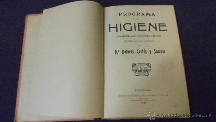 Libros: PROGRAMA DE HIGIENE DESARROLLADO EN ORDEN CICLICO - DOLORES CORT&Eacute;S Y SAMPER - 1905. - Foto 3