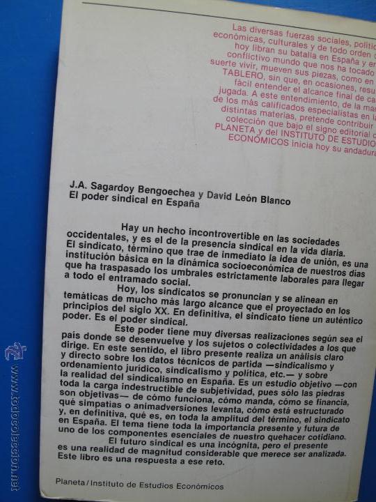 Libros: EL PODER SINDICAL EN ESPA&Ntilde;A - J. A. SAGARDOY BENGOECHEA Y DAVID GONZALEZ BLANCO. PLANETA - Foto 3