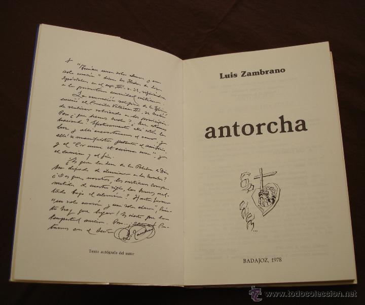 Libros: ANTORCHA - LUIS ZAMBRANO, - BADAJOZ - 1978. - Foto 4