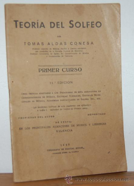 Libros: TEOR&Iacute;A DEL SOLFEO. Primer Curso - TOM&Aacute;S ALDAS CONESA - Foto 1