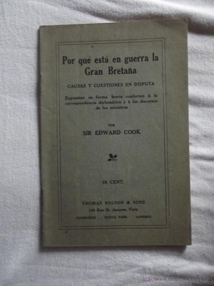 Libros: POR QUE ESTA EN GUERRA LA GRAN  BRETA&Ntilde;A POR SIR EDWARD COOK