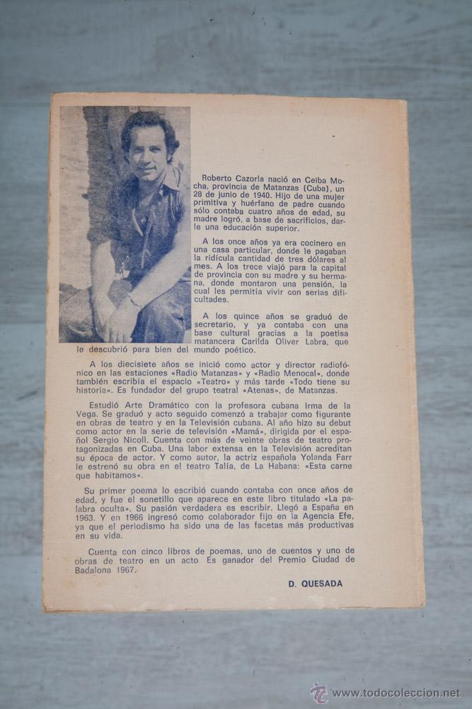 Libros: ROBERTO CAZORLA - UN PEDAZO DE AZUL EN EL BOLSILLO  - POEMAS 1978 - Foto 4