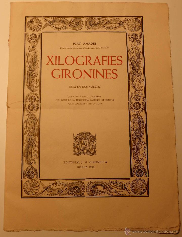 Libros: XILOGRAFIES GIRONINES de Joan Amades - Foto 1