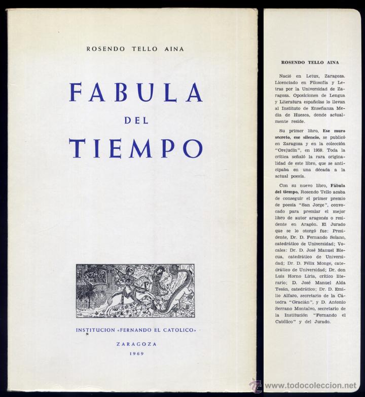 Libros: TELLO AINA, Rosendo.  F&aacute;bula del tiempo.  1969. - Foto 1