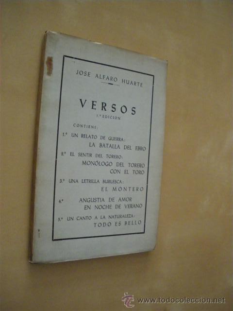 Libros: VERSOS - JOSE ALFARO HUARTE - Foto 1