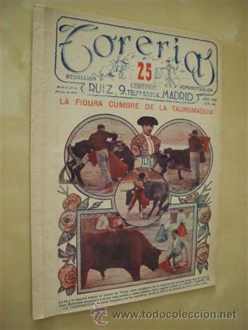 Libri di seconda mano: TORER&Iacute;AS. REVISTA TAURINA. NUMERO 348. A&Ntilde;O 1927