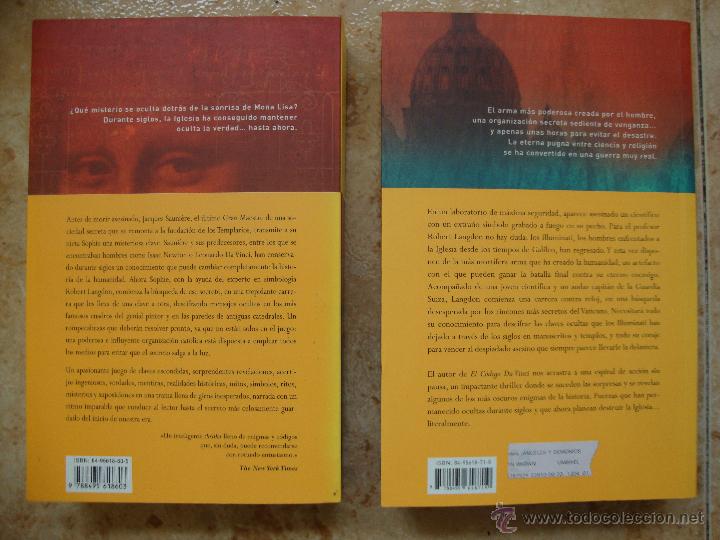 Libros: LOTE DOS LIBROS (EL C&Oacute;DIGO DA VINCI Y &Aacute;NGELES Y DEMONIOS) DE DAN BROWN - Foto 3