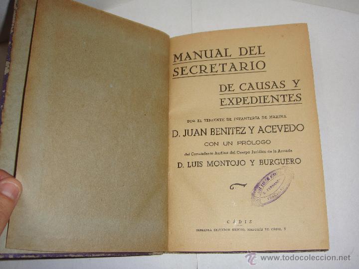 Libros: Manual del Secretario de Causas y Expedientes. Juan Benitez Acevedo. Cadiz.