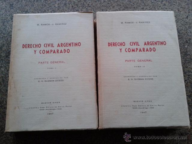 Libri di seconda mano: DERECHO CIVIL ARGENTINO Y COMPARADO -- M. RAMOS Y J. RAMIREZ -- TOMO 1 Y 2 -- BUENOS AIRES 1947 --