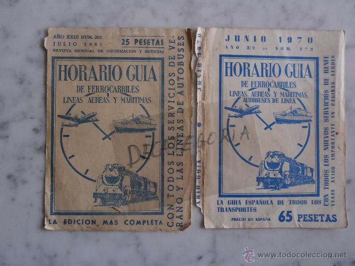 B&uuml;cher: horario guia - dos hojas - solo la tapa - 1961 -1970