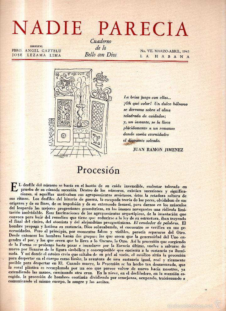 B&uuml;cher: NADIE PARECIA. CUADERNO DE LOS BELLO CON DIOS. N&ordm; VII. MARZO-ABRIL 1943. HABANA. PORTOCARRERO