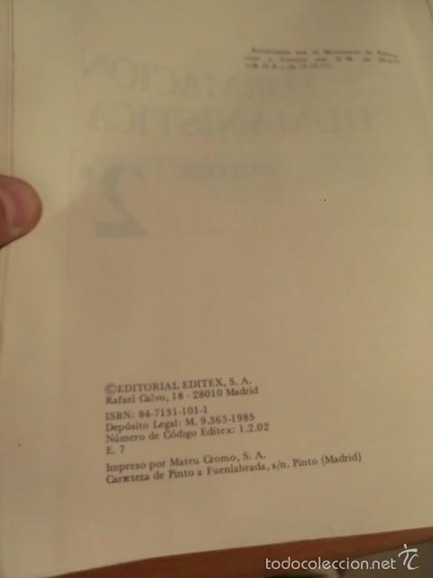 Libros: LIBRO DE TEXTO 2 F.P. FORMACION HUMANISTICA ED. EDITEX 1985 - Foto 2