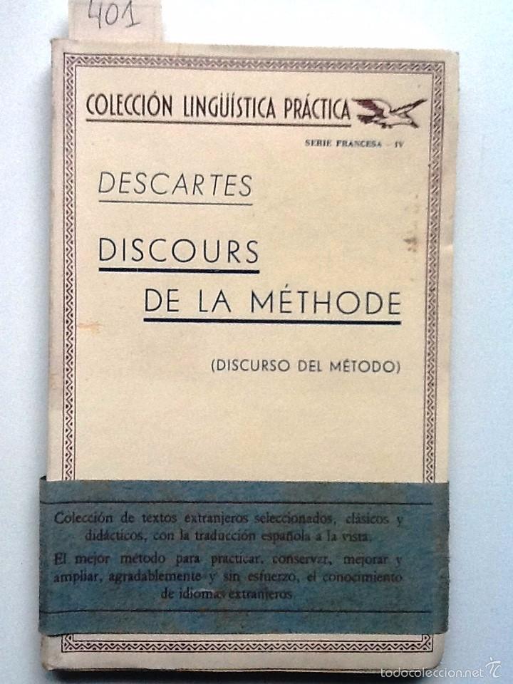 Libros: DISCURSO DEL METODO. DISCOURS DE LA METHODE. 1939 . DESCARTES. ESPA&Ntilde;OL- FRANCES - Foto 1