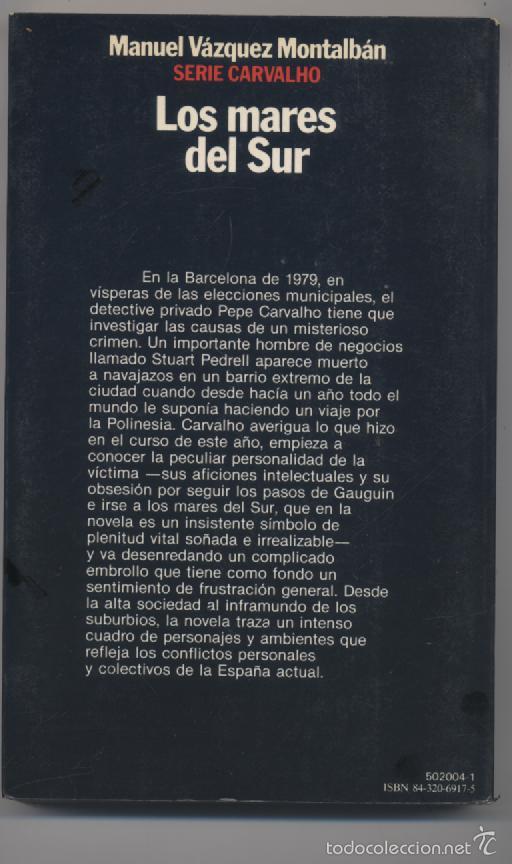 Libros: LOS MARES DEL SUR- MANUEL VAZQUEZ MONTALBAN - Foto 2