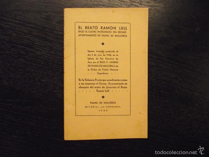Libros: SERM&Oacute;N EL BEATO RAMON LLULL, RDO. P. ANDRES, 1939 - Foto 1