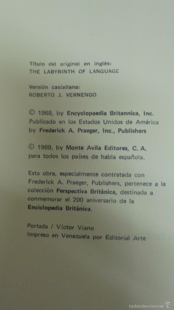 Libros: EL LABERINTO DEL LENGUAJE. MAX BLACK. MONTE AVILA EDITORES. 1968. - Foto 4