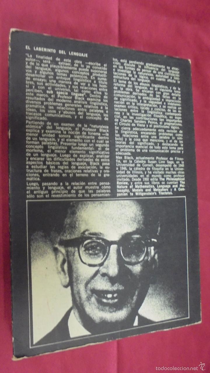 Libros: EL LABERINTO DEL LENGUAJE. MAX BLACK. MONTE AVILA EDITORES. 1968. - Foto 7