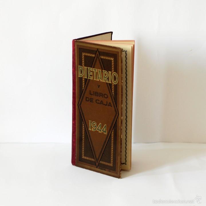 Libros: Antiguo Dietario y Libro de Caja, a&ntilde;o 1944. Tapa dura. Usado y escrito, en buen estado.